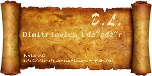 Dimitrievics Lázár névjegykártya